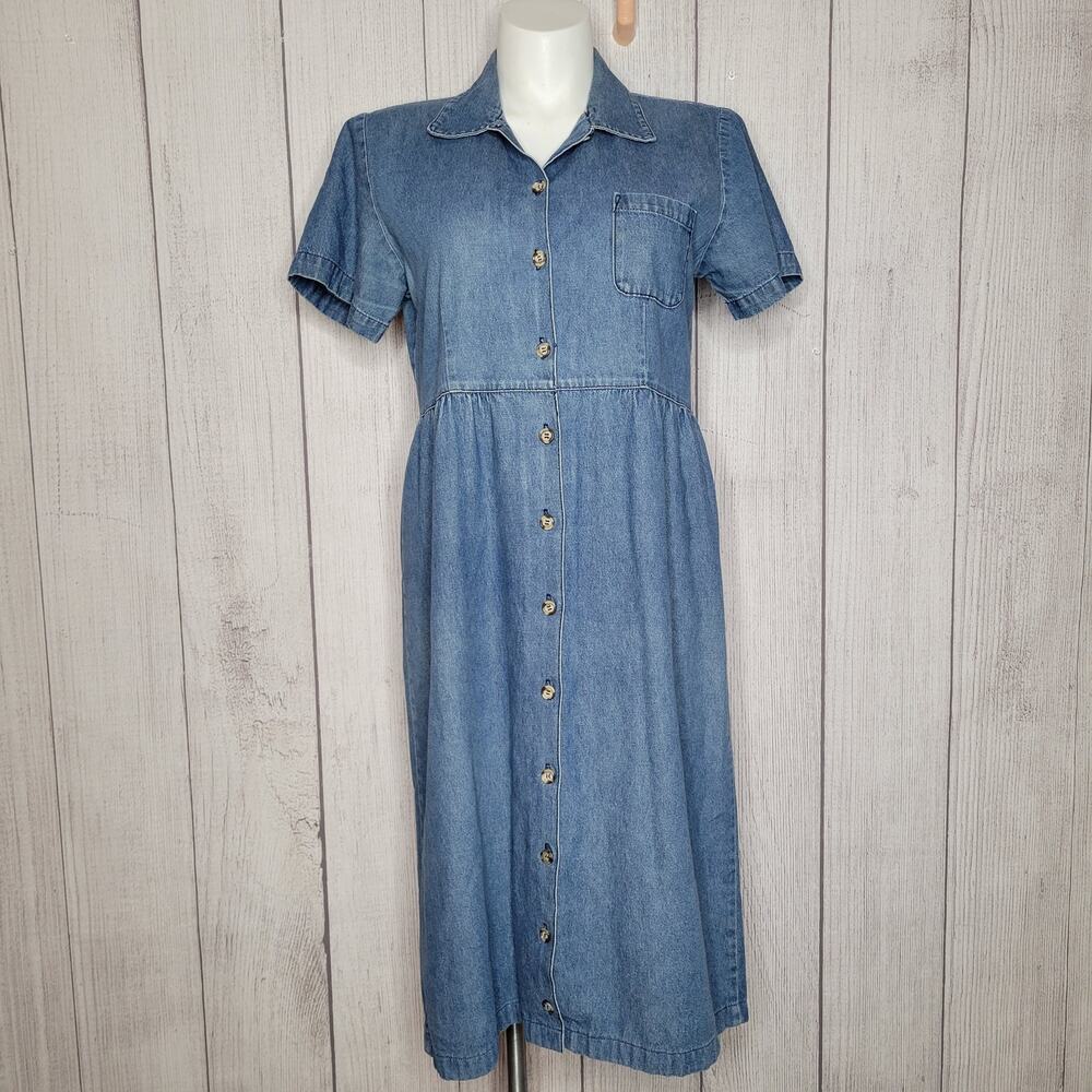 Vintage Cottegecore Button Up Teachers Denim Dress Size 12